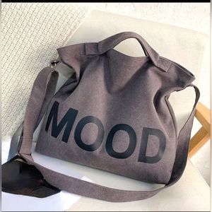 Unisex Y2K Style Grey Canvases Shoulder Bag